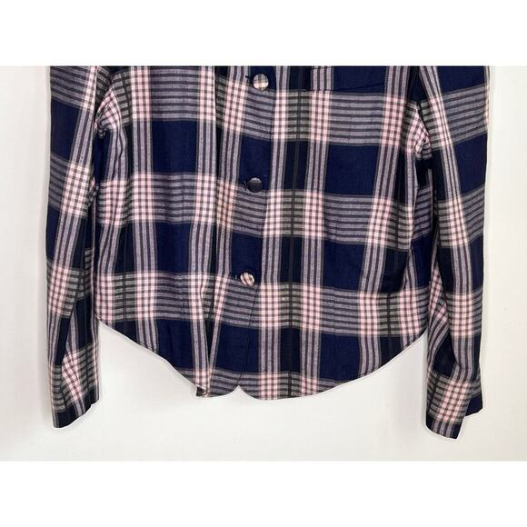 Carolina Herrera Collection II Vintage Plaid Button Up Blazer Navy/Pink 14 - Picture 3 of 10